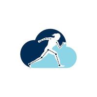 Cloud-Physiotherapie-Behandlungsdesign-Vorlagenvektor mit Läuferin. bunte vektorgesundheit. Logo der Physiotherapie-Klinik. vektor