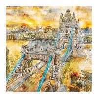 Tower Bridge London Aquarellskizze handgezeichnete Illustration vektor