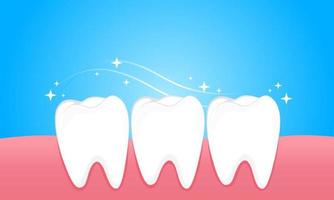 Zahngesundheitskonzept. Zahnaufhellung. gründliche Reinigung. der Prozess der Zahnreinigung, schöne Zähne. vektor