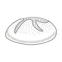 rundes Brot im handgezeichneten Stil isoliert auf weißem Hintergrund für Poster, Etiketten oder Bäckerei-Shop-Menü vektor