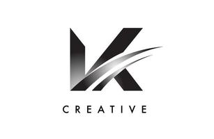 buchstabe k logo design vektor mit geschwungenen swoosh linien und kreativem look