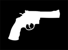 silhuett av pistol, pistol i svart bakgrund för logotyp, piktogram, hemsida eller grafisk design element. vektor illustration