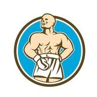 Boxer-Champion schreit den Kreis retro hoch vektor