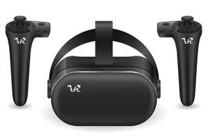 VR-Brille, Helm, Maske, virtuelle Realität, Vektorgrafik einzeln auf schwarzem Hintergrund vektor