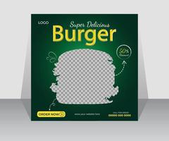 Social-Media-Post-Vorlage für köstliche Burger, Social-Media-Post-Banner-Vorlagen für Fast Food für Burger-Lebensmittel und Restaurant-Flyer-Design für super leckere Burger, kostenlose Lieferung vektor