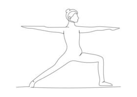 kontinuierliche Linienzeichnung einer Frau, die Yoga macht. Minimalismus Kunst. vektor