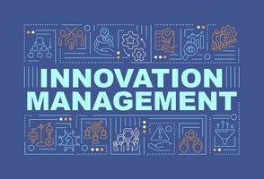 Wortkonzepte des Innovationsmanagementsystems dunkelblaues Banner. Unternehmerschaft. Infografiken mit Symbolen auf farbigem Hintergrund. isolierte Typografie. Vektorillustration mit Text. vektor