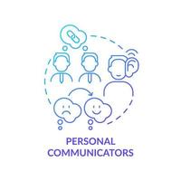 Persönliche Kommunikatoren blaues Farbverlauf-Konzept-Symbol. Business-Kommunikation Stil abstrakte Idee dünne Linie Illustration. diplomatische Fähigkeiten. isolierte Umrisszeichnung. vektor