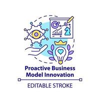 Proaktiv företag modell innovation begrepp ikon. framtida innovation begrepp abstrakt aning tunn linje illustration. isolerat översikt teckning. redigerbar stroke. vektor