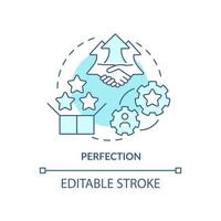 Perfektion Türkis Konzept Symbol. kontinuierliche Produktion. schlanke fertigung abstrakte idee dünne linie illustration. isolierte Umrisszeichnung. editierbarer Strich. vektor