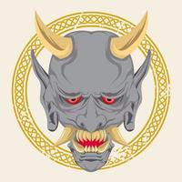 Graues Oni-Maskencharakter-Vektordesign vektor