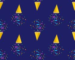 sömlös mönster med smällare, konfetti och streamers. platt vektor illustration