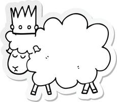 Aufkleber eines Cartoon-Schafes mit Krone vektor