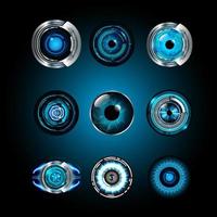 Icon-Pack für moderne Technologie mit Augen vektor