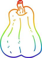 Regenbogen-Gradientenlinie Zeichnung Cartoon Butternut-Kürbis vektor