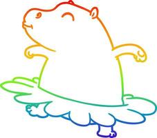 regnbåge lutning linje teckning tecknad serie flodhäst ballerina vektor
