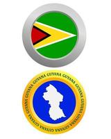Schaltfläche als Symbol Guyana-Flagge und Karte auf weißem Hintergrund vektor