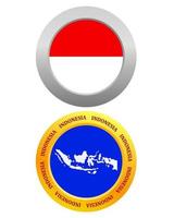 Schaltfläche als Symbol Indonesien Flagge und Karte auf weißem Hintergrund vektor