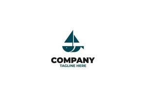 platt fisk och fartyg logotyp design vektor