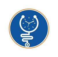 Zeit Stethoskop-Vektor-Logo-Design-Vorlage. gesundheits- und medizin- oder apothekenlogokonzept. vektor
