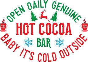 täglich geöffnet echter, heißer kakaoriegel, baby, draußen ist es kalt, weihnachtsferien, vektorillustrationsdatei vektor