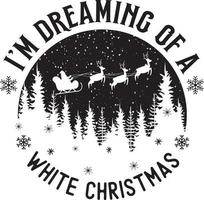 ich träume von weißen weihnachten, weihnachtsmann, weihnachtsferien, vektorillustrationsdatei vektor