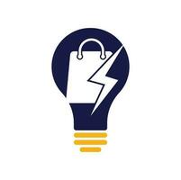 åska affär Glödlampa form begrepp logotyp design vektor. snabb affär logotyp. handla väska kombinerad med energi eller blixt- bult ikon vektor