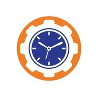 Service-Zeit-Vektor-Logo-Design. Getriebe und Analoguhr-Icon-Vektor-Design. vektor
