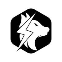 åska Varg logotyp design. kraft, vild djur- och energi logotyp begrepp ikon vektor. vektor
