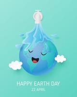 Tag der Erde Wasser, das auf glücklichen Globus fällt vektor