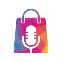 Podcast-Vektor-Logo-Illustration. Mikrofon mit Taschenlogo vektor