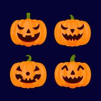 platt halloween pumpor samling vektor