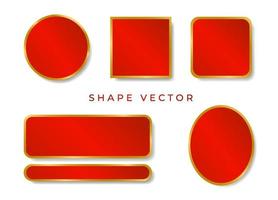 einfaches rotes und goldenes formbrett, banner oder rahmenvektor auf weißem hintergrund mit dem kreis, der ellipse, dem quadrat kann text oder produkt auf rahmen gesetzt werden vektor