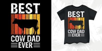 bäst ko pappa någonsin rolig bruka jordbrukare ko älskare retro årgång fars dag ko t-shirt design vektor