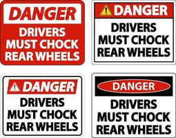Gefahrenfahrer müssen Räderkennzeichen auf weißem Hintergrund bremsen vektor