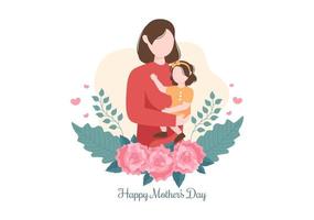 glad mors dag platt design illustration. mamma håller bebis eller med deras barn som firas den 22 december för gratulationskort eller affisch vektor