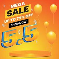 5,5 shopping dag rea banner designmall. vektor illustration