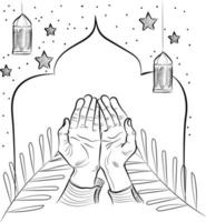 ramadan-vorlage betet nacht mit vollen sternen vektor