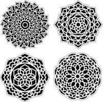 mandala-set florale vintage-dekoration schwarz-weiß-elemente vektor