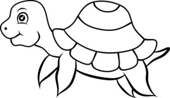 liten hav sköldpadda färg sida isolerat bild karaktär vektor
