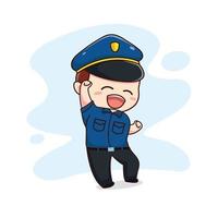 illustration des glücklichen niedlichen polizisten kawaii chibi cartoon character design vektor