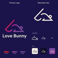 elegant bunny kanin logotyp koncept mall vektor