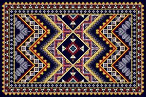 ikat geometrisk abstrakt etnisk mönsterdesign. Aztec tyg matta mandala prydnad etnisk chevron textil dekoration tapeter. tribal boho infödda etniska traditionella broderi vektor bakgrund