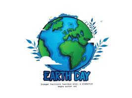 Happy Earth Day Banner Illustration eines Happy Earth Day Happy Earth Day Hand Schriftzug Logo mit Blättern verziert vektor