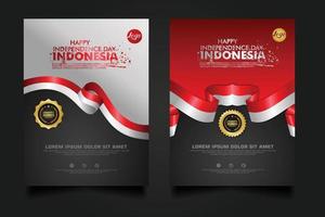 Set Indonesien Happy Independence Day Hintergrundvorlage. vektor