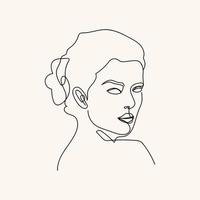 kvinna minimal handritad illustration. ritning i en rad stil vektor