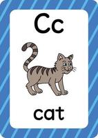 katt vektor isolerat på vit bakgrund brev c Flash-kort katt tecknad serie