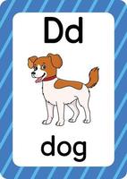 hund vektor isolerat på vit bakgrund brev d Flash-kort hund tecknad serie