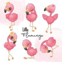 entzückende kleine flamingoillustrationen vektor