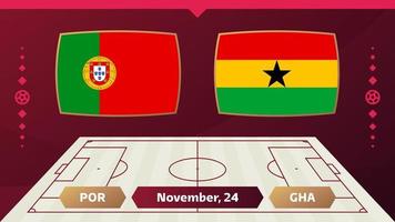 Portugal vs Ghana, fotboll 2022, grupp h. världsfotbollstävling mästerskap match kontra lag intro sport bakgrund, mästerskap konkurrens sista affisch, vektorillustration. vektor